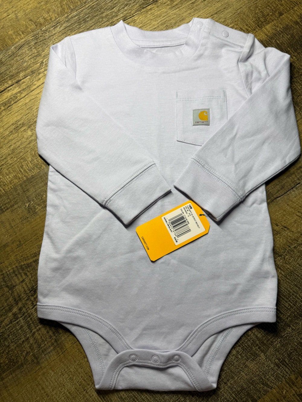 Carhartt Kids White Long Sleeve Pocket One-Piece